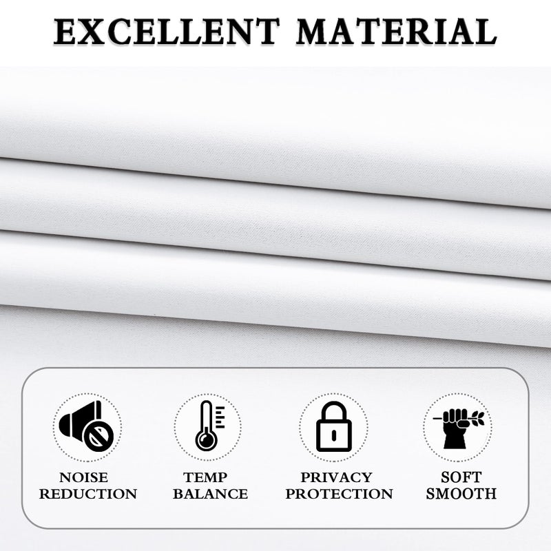 DONREN Pure White Pack of 2 Valances for Window 42 by 15 Inches Long - Rod Pocket Room Darkening Kitchen Valances - Image 3